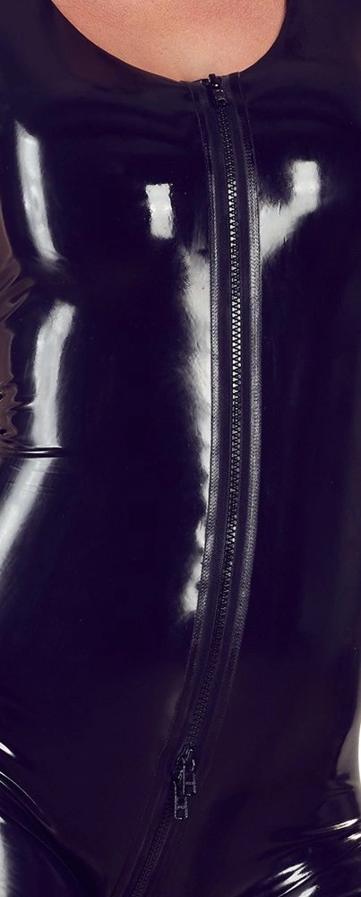 Late X Kombinezon Lateksowy Czarny S bez rękawow 3-suwakowy