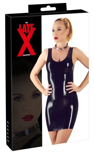 Late X Sukienka Lateksowa Mini Czarna S - Model Bez Ramiączek