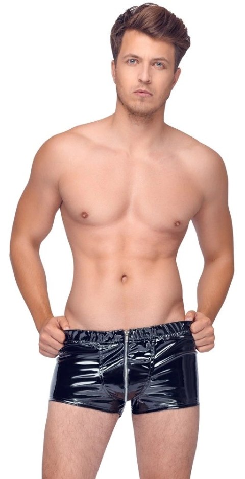 Black Level Męskie Bokserki Winylowe z Zamkiem, Czarny, Rozmiar M