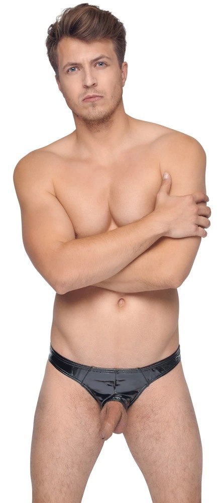 Black Level Slipy Męskie XL Czarny Połysk Otwor Anatomiczny