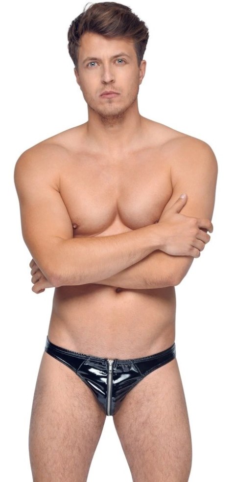 Black Level Slipy męskie XL czarny winylowy połysk z zamkiem