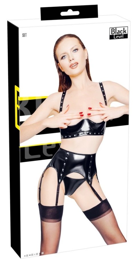 Black Level Komplet 3-częściowy vinylowy czarny M połysk fiszbiny