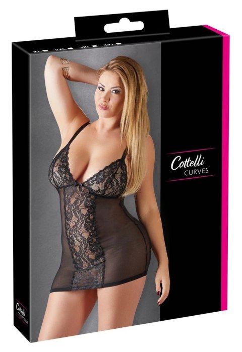 Cottelli Curves Elegancka Sukienka Bielizniana Koronka Czarna 4XL