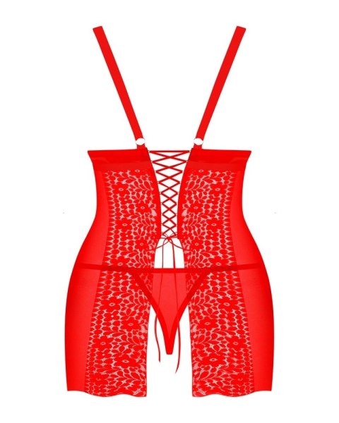 Obsessive Blossmina sukienka czerwona z gorsetowym wiązaniem 4XL/5XL