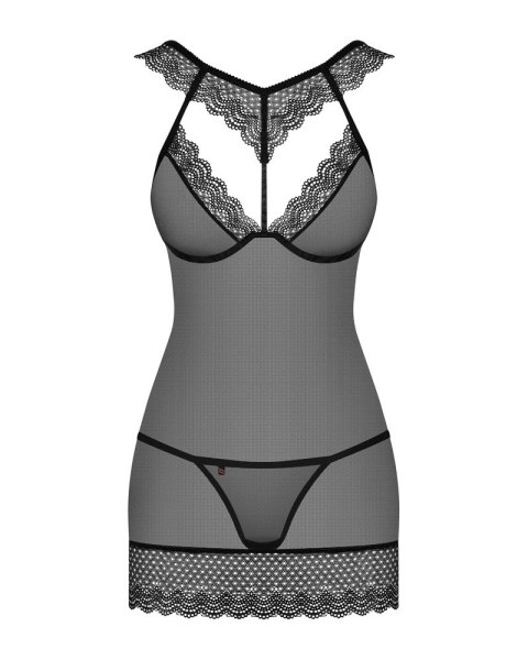 Obsessive Sukienka połprzezroczysta S/M z koronką + stringi czarna