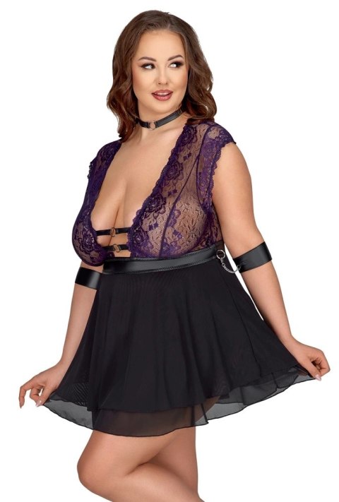 Cottelli Bondage Babydoll Fioletowa Koronka Zestaw 4XL