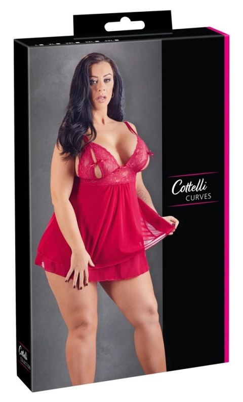 Cottelli Curves Babydoll L Koronkowa Czerwona z Kokardą