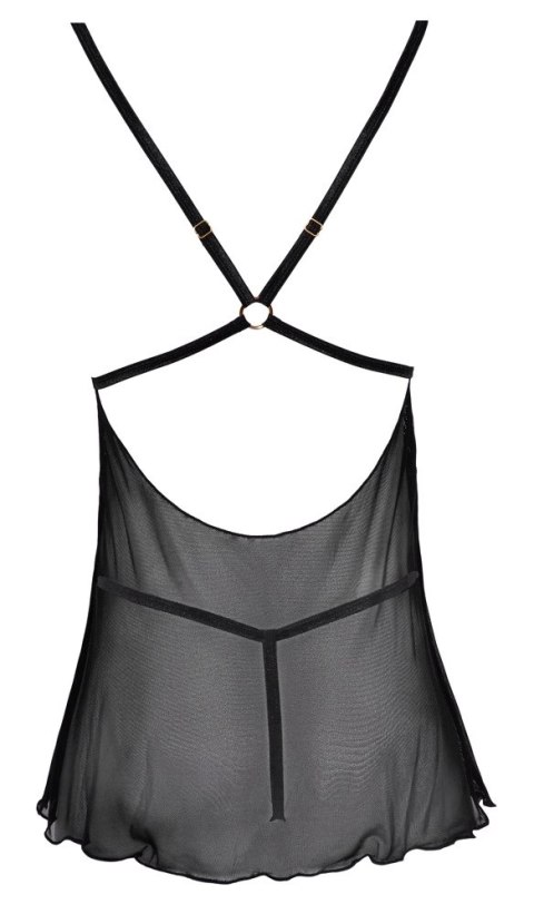 Cottelli LINGERIE babydoll siateczkowa z koronką i stringi M czarna