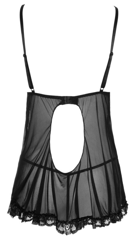 Cottelli Lingerie - Czarna Koszulka Nocna z Siateczki i Kokardkami S