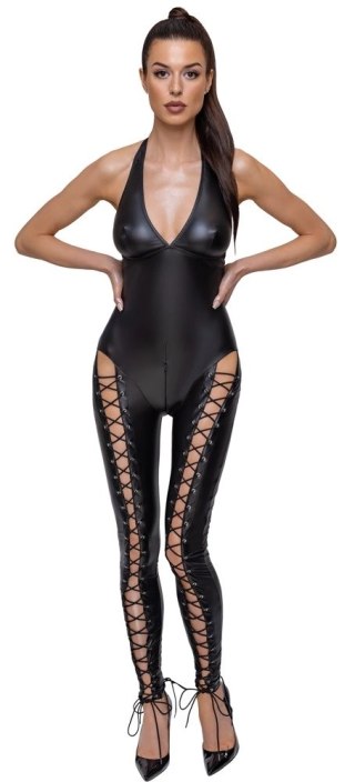 Cottelli PARTY kombinezon czarny matowy L sznurowane nogawki