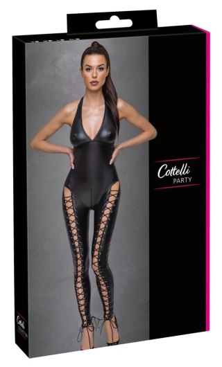 Cottelli PARTY kombinezon matowy czarny XL sznurowane nogawki