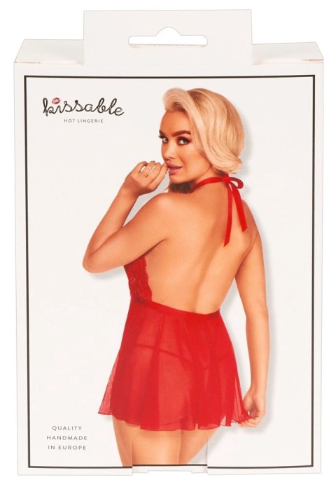 Kissable Babydoll L/XL Czerwona Halka Koronkowa + Stringi