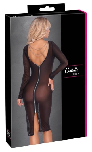 Cottelli PARTY sukienka XL czarna długa z prześwitującego materiału