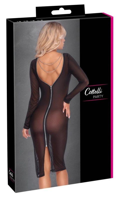 Cottelli PARTY sukienka XL czarna długa z prześwitującego materiału