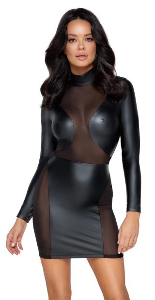 Cottelli PARTY sukienka matowa z siateczkowymi wstawkami czarna S