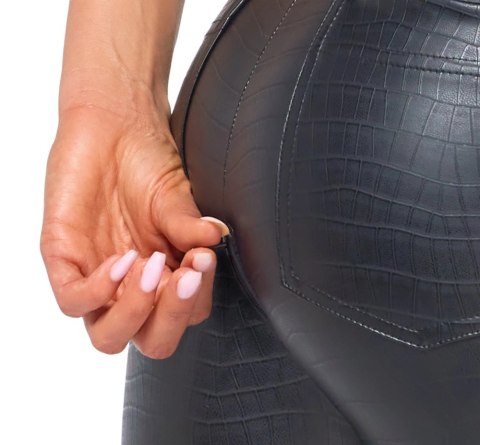 Noir Spodnie damskie Snake Skin S z dwukierunkowym zamkiem w kroku