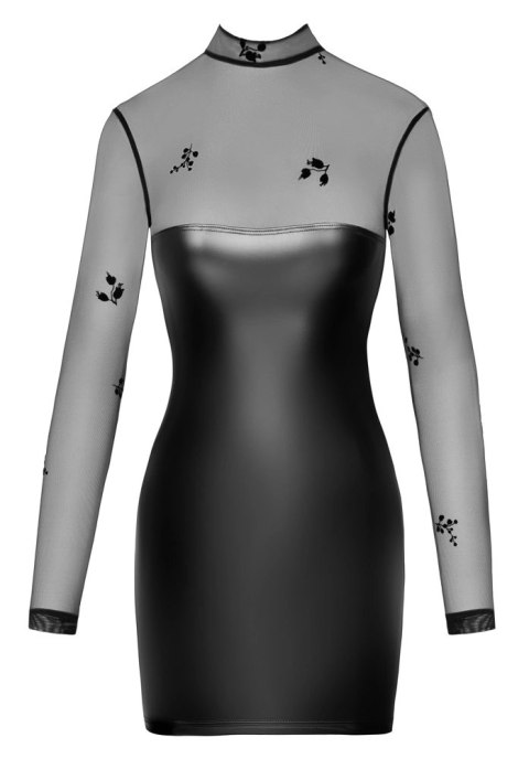 Noir Sukienka L Długi Rękaw Przezroczysty Top Czarny Wetlook