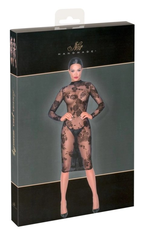 Noir Sukienka Powernet Kwiatowy Wzor Długi Rękaw Czarna L