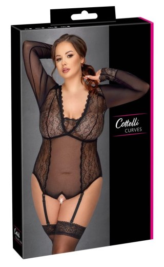 Cottelli Curves Body 3XL Czarny Transparentny Bez Krocza