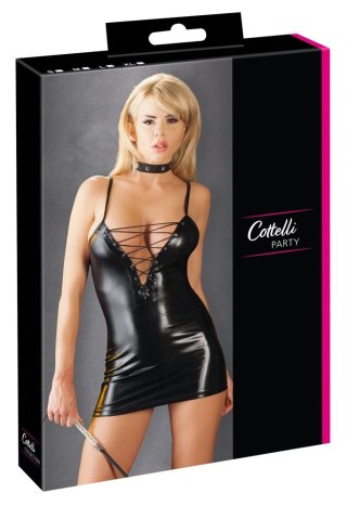 Cottelli PARTY Mini Sukienka Czarna L z Efektem Błyszczącej Powierzchni