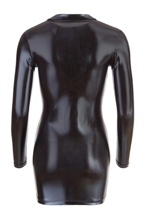 Cottelli PARTY Mini Sukienka Czarna Połysk Kołnierzyk Rozmiar L