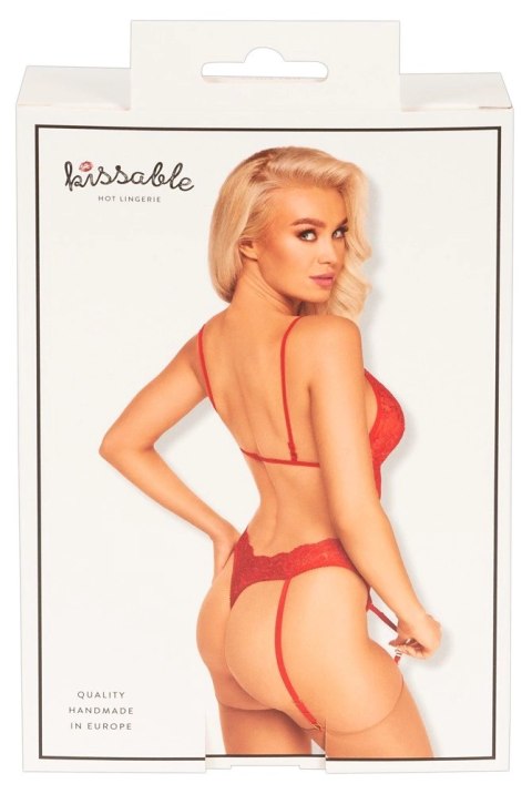 Kissable Body Koronkowe Czerwone L/XL z Paskami do Pończoch