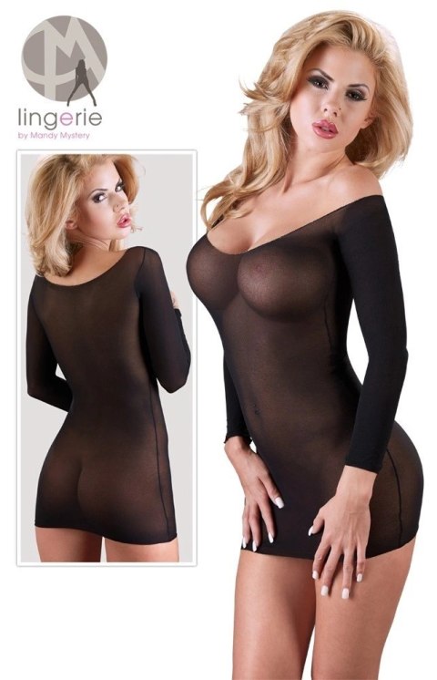 NO:XQSE sukienka siateczkowa czarna z złotym obszyciem S-L