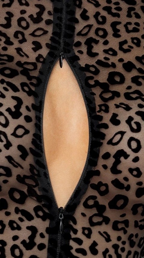 Noir Body Panterkowe Czarne S Prześwitujące Powernet Długi Rękaw