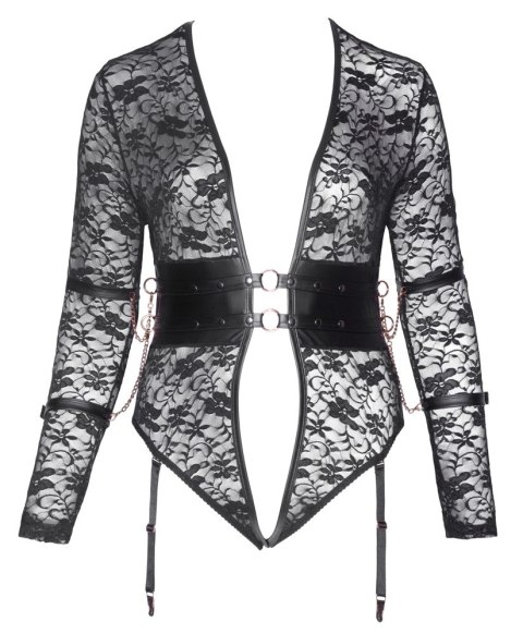 Cottelli Bondage Body koronkowe 3XL z mankietami na ręce, czarne