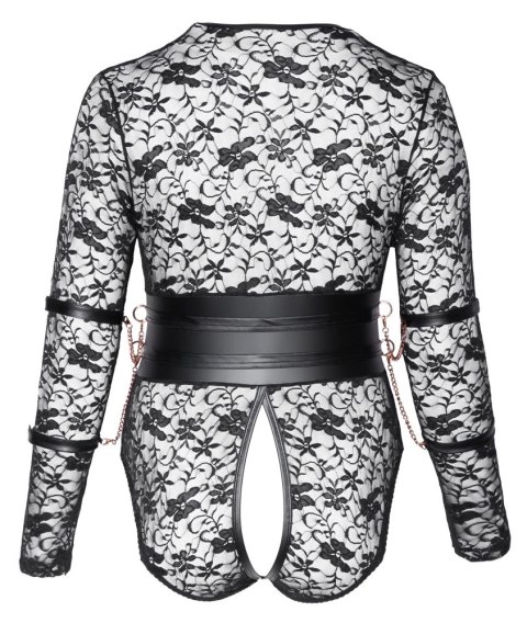 Cottelli Bondage Body koronkowe 3XL z mankietami na ręce, czarne