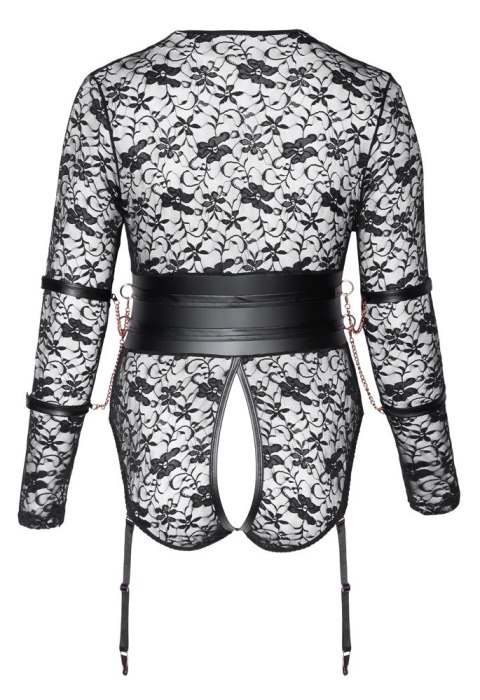 Cottelli Bondage Body koronkowe 3XL z mankietami na ręce, czarne