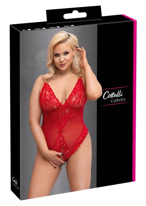 Cottelli CURVES Body Plus Size 4XL Czerwone z Koronką Bez Krocza