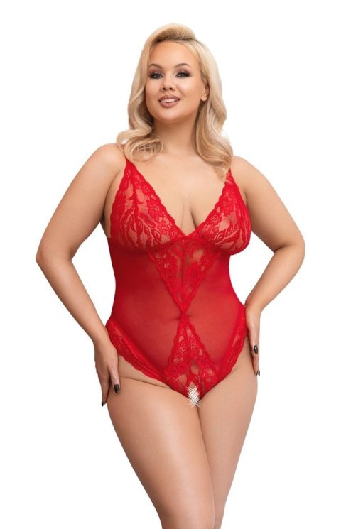 Cottelli CURVES Body Plus Size 4XL Czerwone z Koronką Bez Krocza