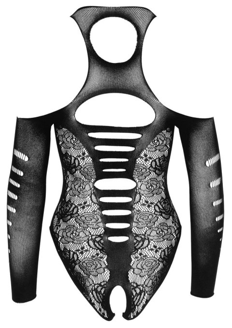 NO:XQSE Body Koronkowe Czarny z Czerwoną Kokardką S-L Elastyczne