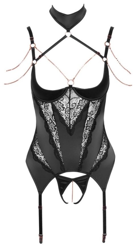 Abierta Fina Koszulka Do Pończoch XL z Koronką i Łańcuszkami 85C