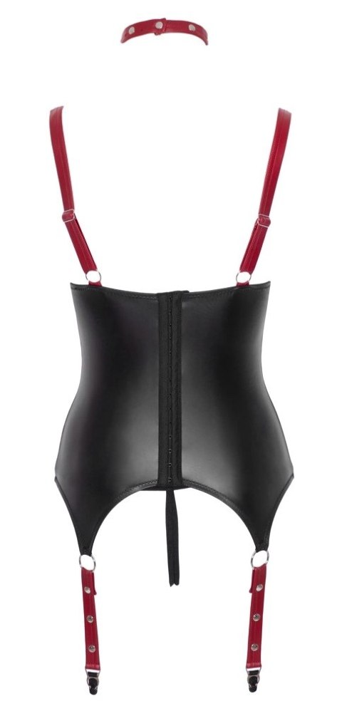 Cottelli Collection Bondage Haleczka matowa czerwona M z kajdankami