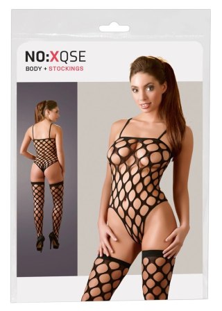 NO:XQSE Body i Pończochy Czarna Siatka S-L Bezszwowy Model