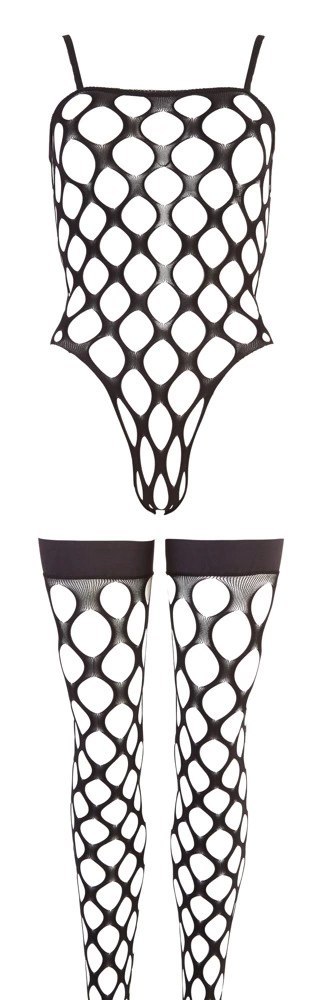 NO:XQSE Body i Pończochy Czarna Siatka S-L Bezszwowy Model