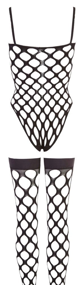 NO:XQSE Body i Pończochy Czarna Siatka S-L Bezszwowy Model