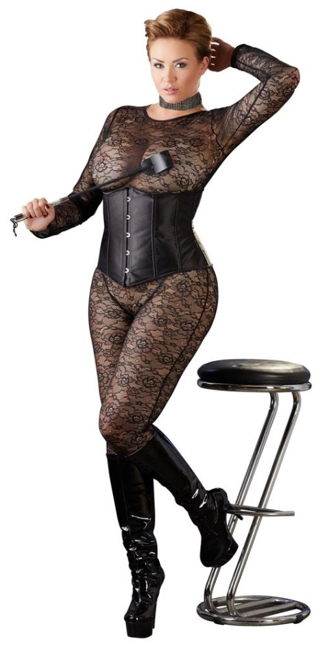 Cottelli Curves gorset bez biustu, czarny, haftki, rozmiar 4XL