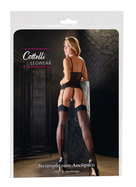 Cottelli Legwear Pończochy Czarne z Dekoracyjnym Szwem 15 den