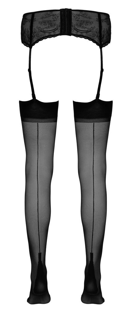 Cottelli Legwear Pończochy czarne z ozdobnym szwem 15 den klasyczne