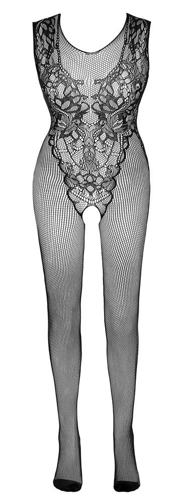 NO:XQSE Kombinezon Bezszwowy S-L z Delikatną Koronką Czarny