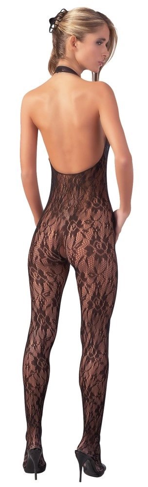 NO:XQSE Kombinezon siateczkowy S/M z perłami i uchwytem na szyję