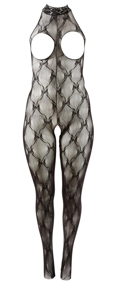 NO:XQSE Koronkowy kombinezon z odkrytym biustem i kroczem czarny XL-XXL