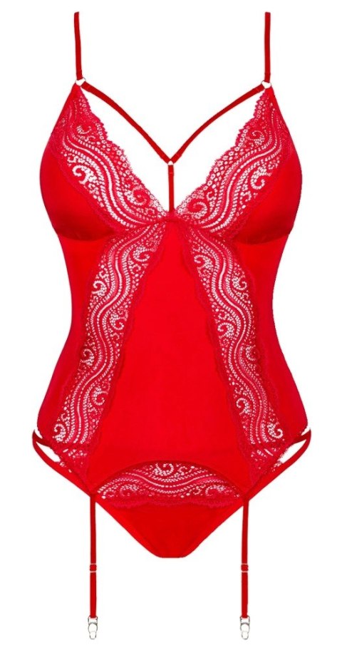 Obsessive Diyosa XS/S - Czerwony top z paskami i figi, regulowane