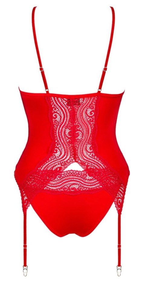 Obsessive Diyosa XS/S - Czerwony top z paskami i figi, regulowane