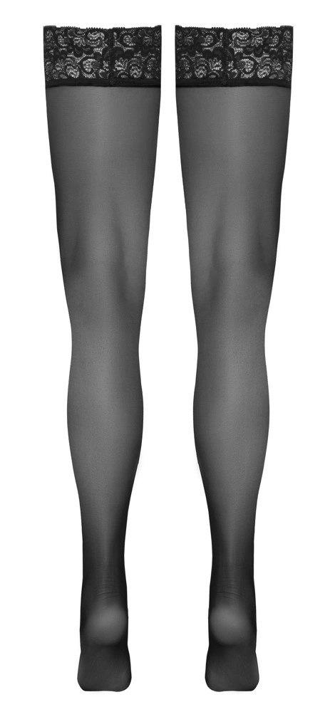 Cottelli LEGWEAR Klasyczne Pończochy z Koronką i Silikonem Czarny 20 den