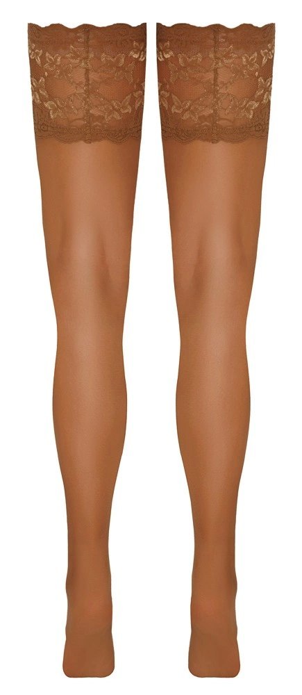 Cottelli LEGWEAR Pończochy Beżowe Samonośne Szeroka Koronka 20 den