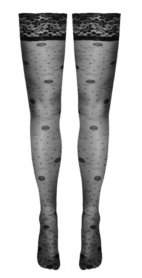 Cottelli LEGWEAR Pończochy Czarny Kwiatowy Wzor Koronka 20 DEN